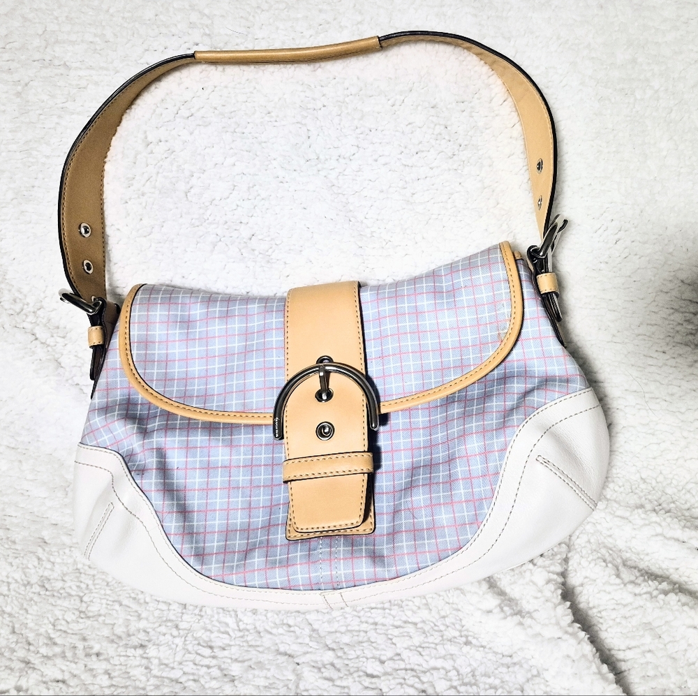 COACH: Plaid Hobo Bag and Matching Cosmetic Bag Set - Picture 2 of 12